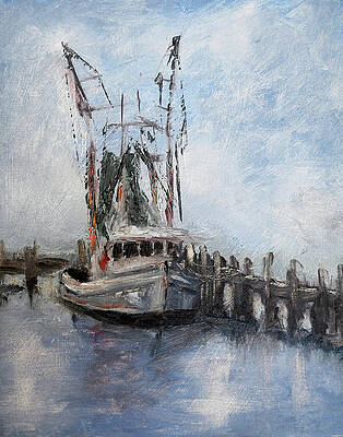 Shrimp Boat at Dock by Kelly Lane